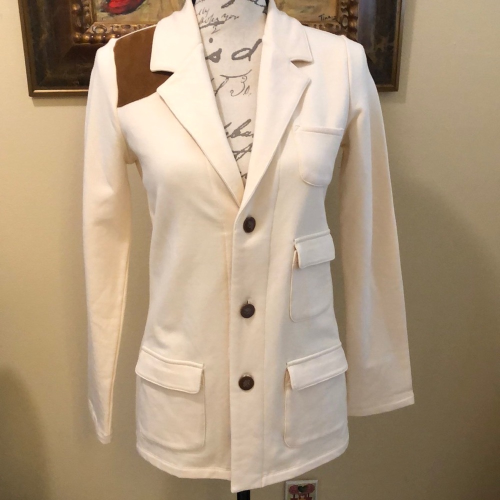 Moved to kah36 - RL Equestrian faux suede patch button down fabric jacket